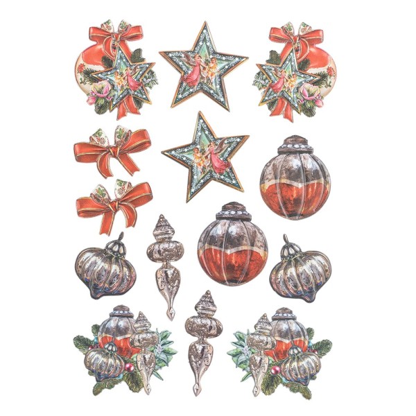 3-D Relief-Sticker, Weihnachts-Baumschmuck 1, verschiedene Größen, selbstklebend