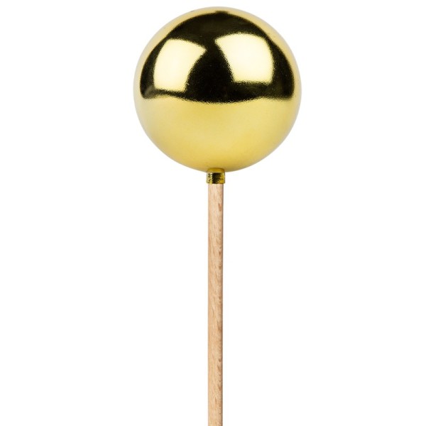 Gartenkugeln mit Holzstäben, Ø 10 cm, gold-metallic, 2 Stück