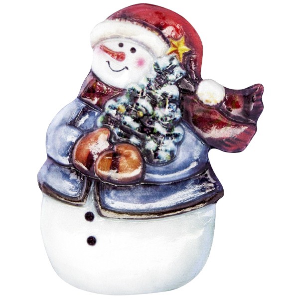 Wachsornament Fröhl. Schneemänner 3, farbig, geprägt, 6-7,5cm