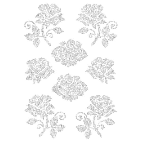 Bügelstrass-Design, DIN A4, klar, Rosen 2