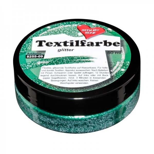 Textilfarbe, glitter, 50ml, grün