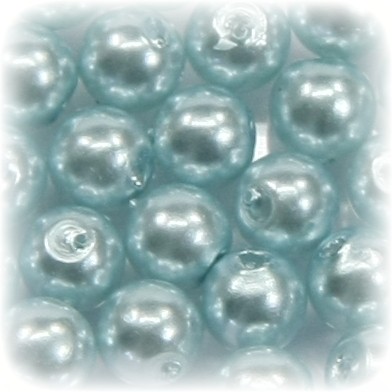 Perlen, rund, Ø6 mm, taubenblau, 50 Stück