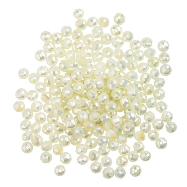 Perlen, rund, Ø 4mm, facettiert, gefrostet, weiß, irisierend, 180 Stück
