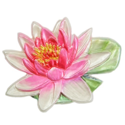 Wachsornament, Seerose, farbig, geprägt, 8,5x6,5cm, Design 10