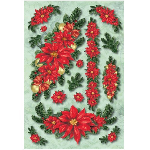 3-D Stickerbogen, Weihnachtssterne, 12,5 x 18,5 cm
