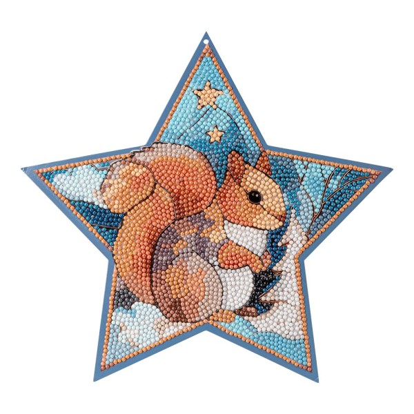 Diamond-Painting-Fensterbild, Stern, Eichhörnchen, 500g/m², doppelseitig