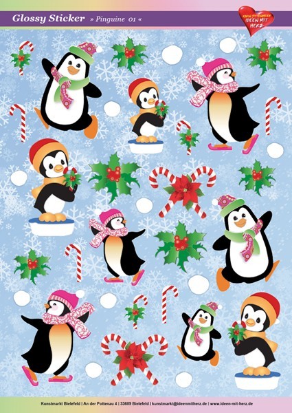 Ultra Gloss Stickerbogen, Pinguine 1