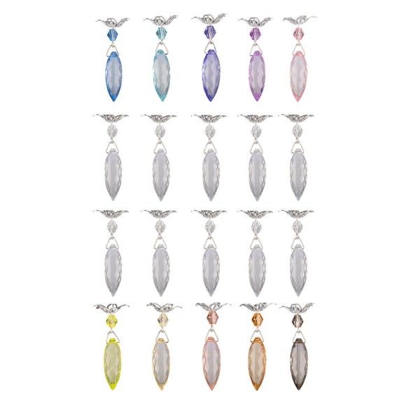 Acrylglas-Anhänger mit Perlenkappe, Design 2, 4,3cm x 0,9cm, 11 verschiedene Farben, 20 Stück