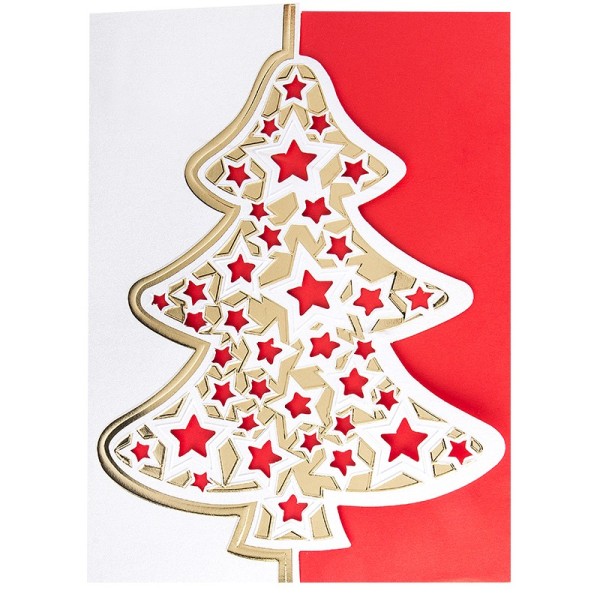 Deluxe-Grußkarten "Weihnachtsbaum 1", B6, 10 Stück, inkl. Einleger & Umschläge