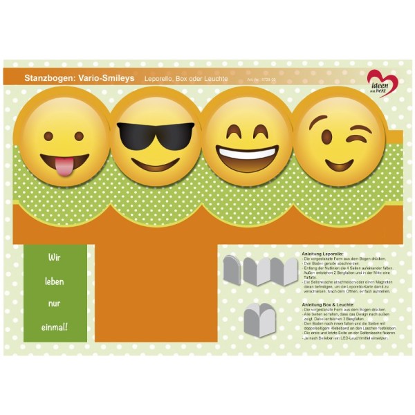 Stanzbogen, Vario-Smileys, DIN A4, Design 9