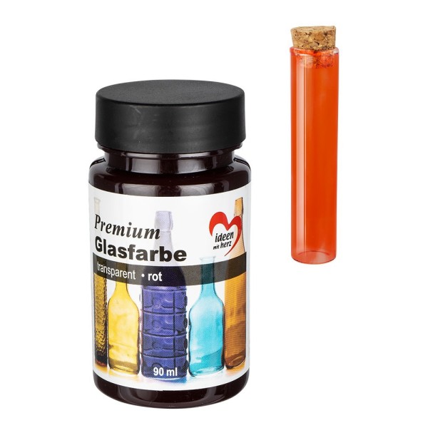 Premium-Glasfarbe, transparent, rot, 90ml