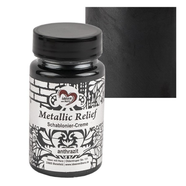 Metallic Relief, Schablonier-Creme, anthrazit, 90ml