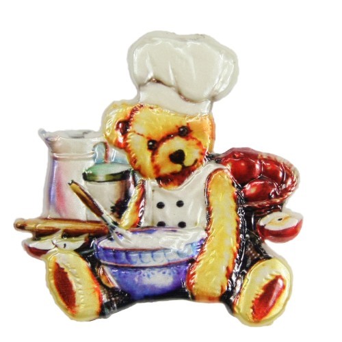Wachsornament, Teddy-Koch, farbig, geprägt, 7x7 cm