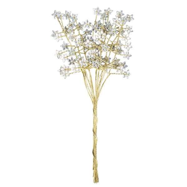 Kristallzweige, Blumen, 14cm, silber hinterlegt, klar, irisierend, 10 Stück