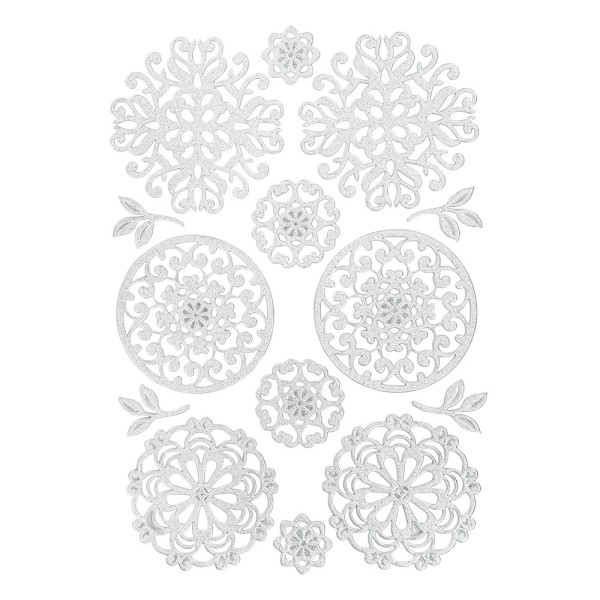 3-D Sticker Deluxe, Florale Ornamente, 21cm x 30cm, silber, selbstklebend