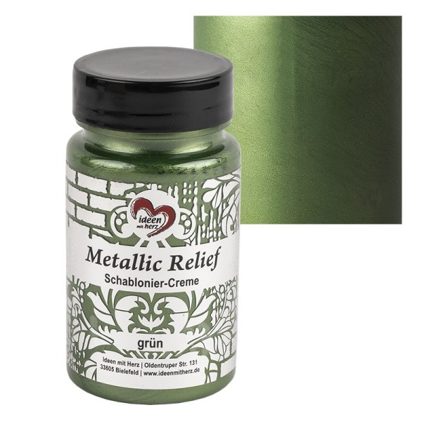 Metallic Relief, Schablonier-Creme, grün, 90ml