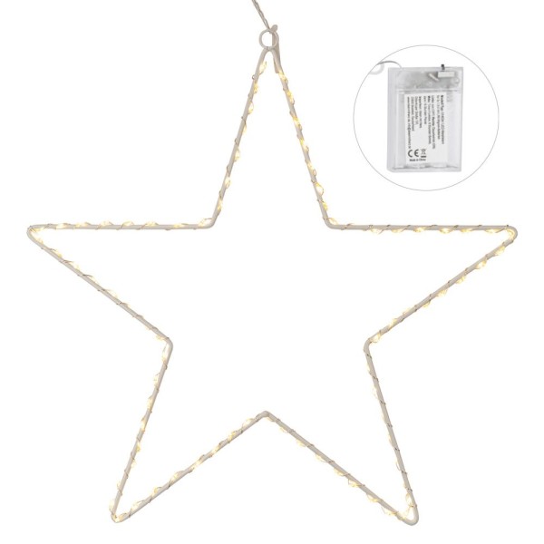 LED-Metallstern zum Aufhängen, 29,7cm x 0,4cm x 29,8cm, 80 LEDs, inkl. Timer