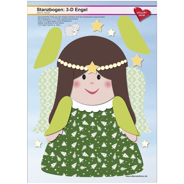 Stanzbogen, 3-D Engel, DIN A4, Design 8, 2er Set