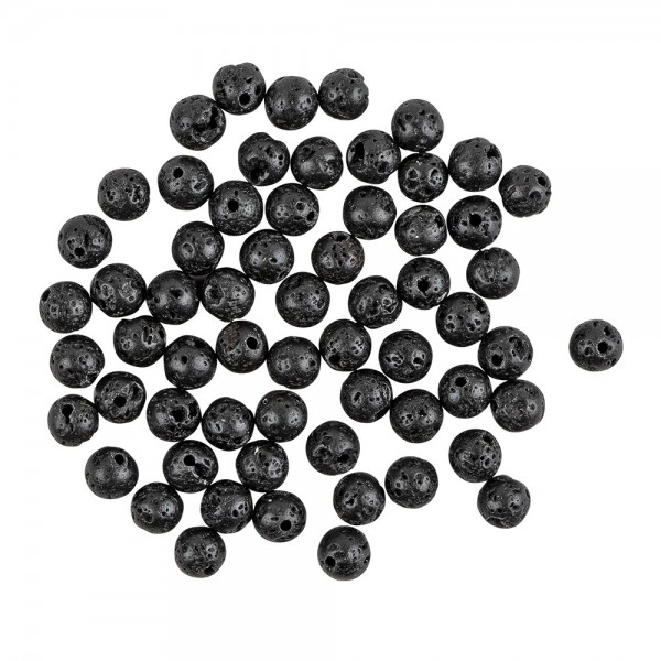 Perlen, rund, matt, Ø 6mm, 38cm langer Strang, schwarz, 60 Stück