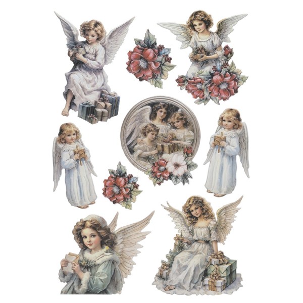 3-D Relief-Sticker, Engel, versch. Größen, selbstklebend