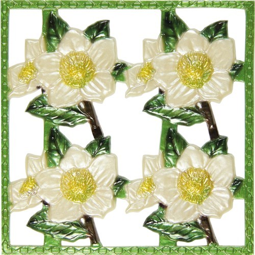 Wachsornament-Platte Christrose, weiß, geprägt, 10x10cm