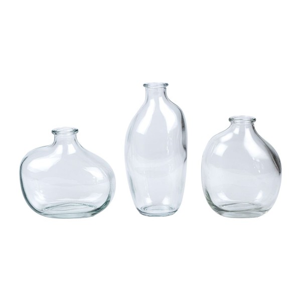 Glas-Vasen, organische Formen, versch. Größen & Designs, klar, 3 Stück