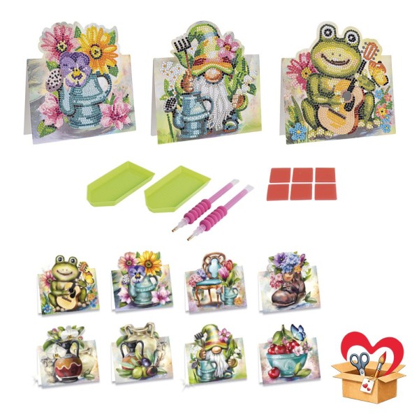 BastelBox: Sommerliche Diamond-Painting-Aufstellkarten, 29-teilig