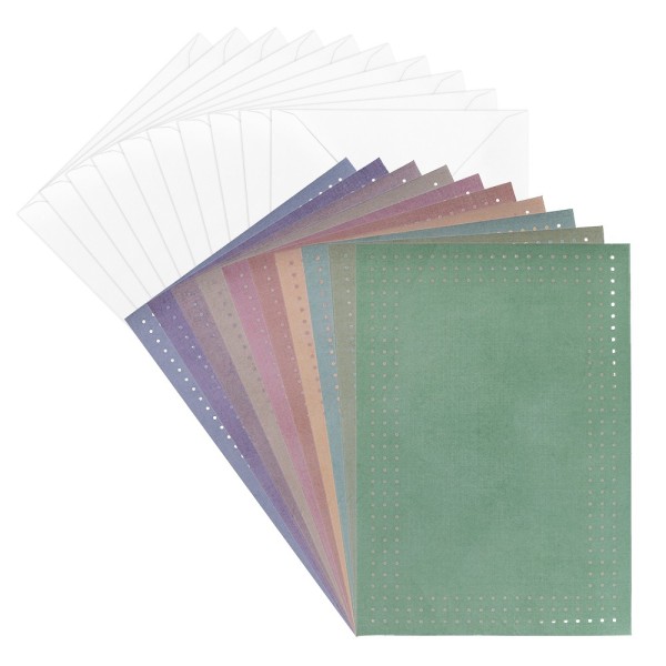 Fadengrafik-Grußkarten, Soft-Marmor, 11,5cm x 16,5cm, 240g/m², 10 Farben, inkl. Umschläge, 20-teilig