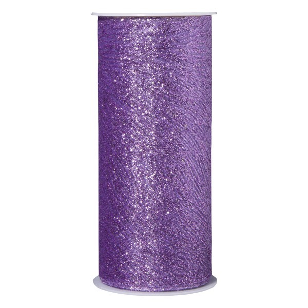 Deko-Tüll mit Glimmer-Schwunglinien, 12cm x 5m, violett